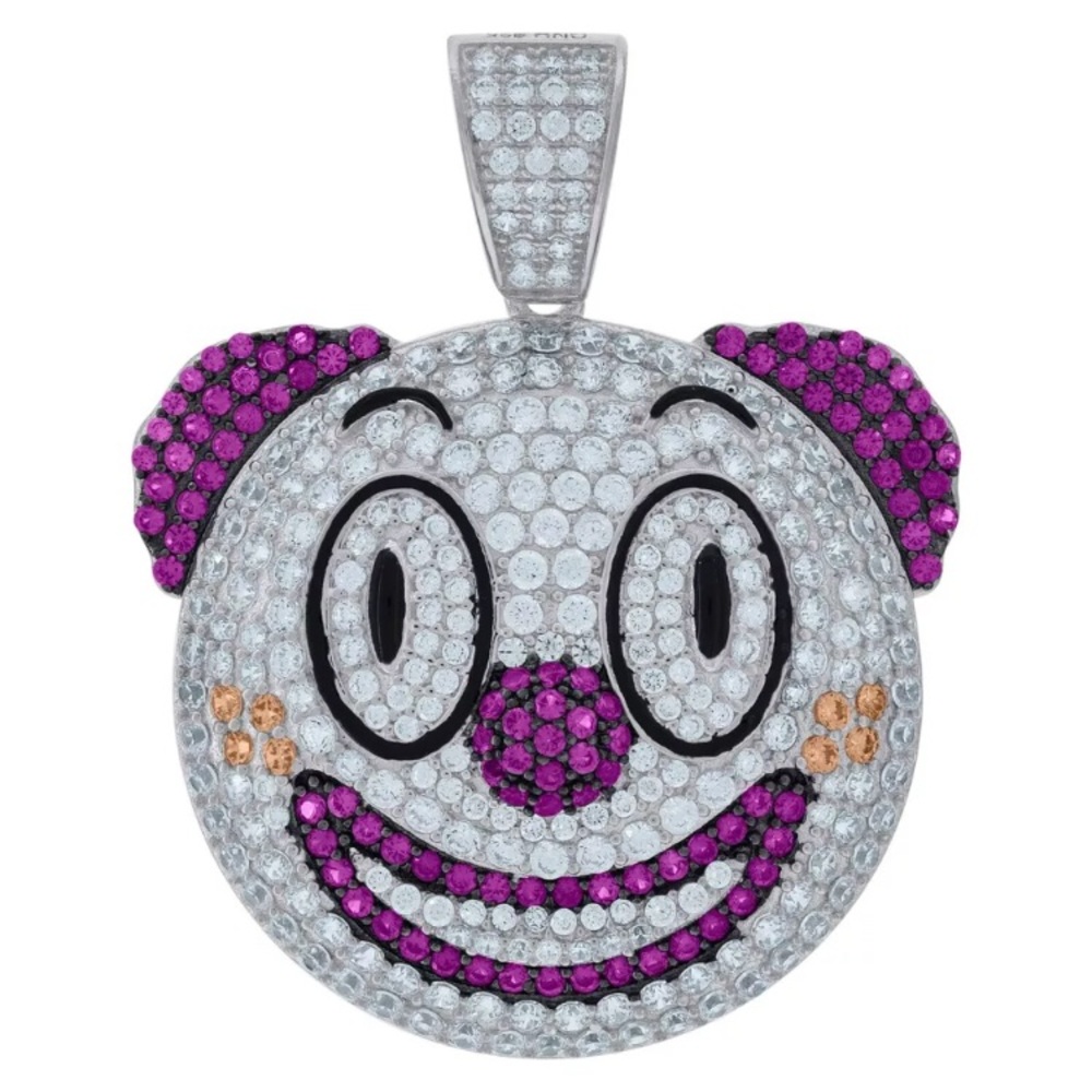 925 Sterling Silver Creepy Clown Joker Pendant